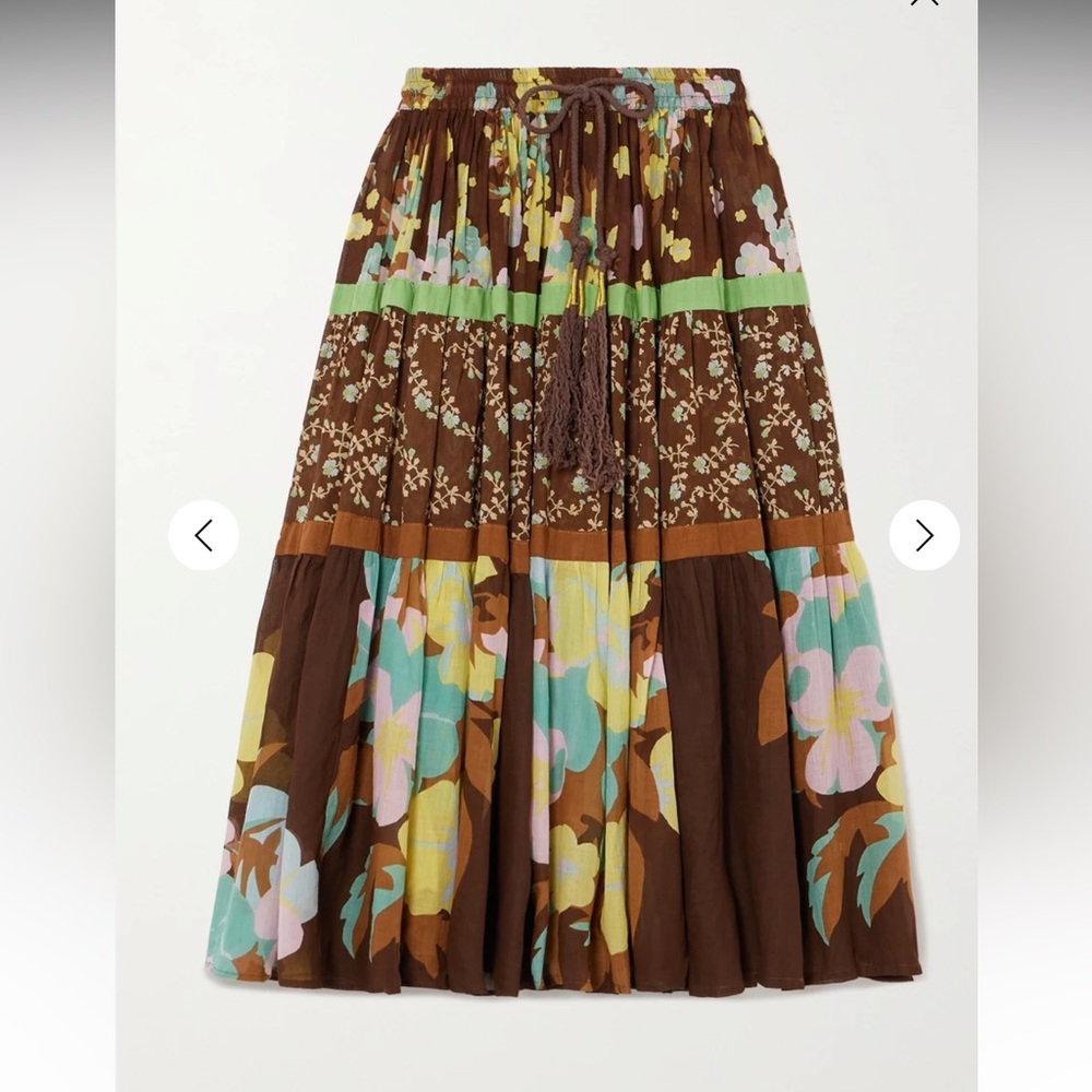 NWT Yvonne S + NET SUSTAIN tiered printed cotton-voile midi skirt, M